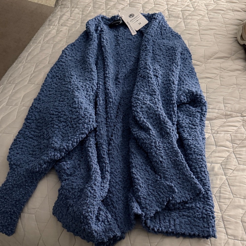 Cozy Blue Textured Cardigan